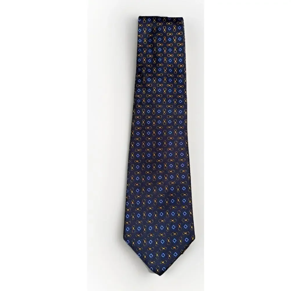 BROOKS BROTHERS Makers Classic Blue Geometric Silk Men’s Tie Made In USA - Picture 3 of 5